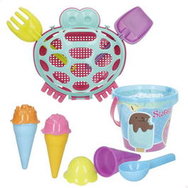 Color Baby Cubo de Playa Cangrejo ø 14 cm con Pala, Rastrillo y 3 Moldes de Helado