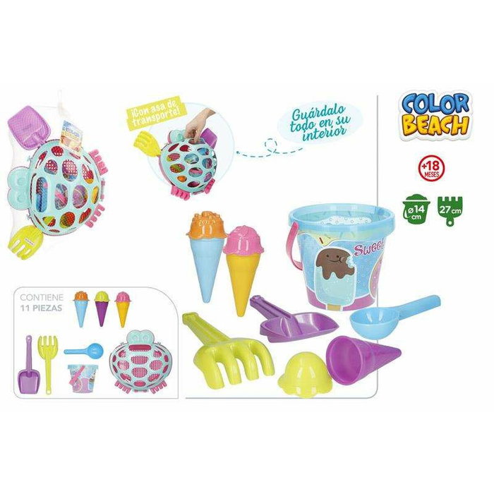 Color Baby Cubo de Playa Cangrejo de 14 cm con pala, rastrillo y 3 moldes de helado Color Baby Cubo de Playa Cangrejo de 14 cm con pala, rastrillo y 3 moldes de helado