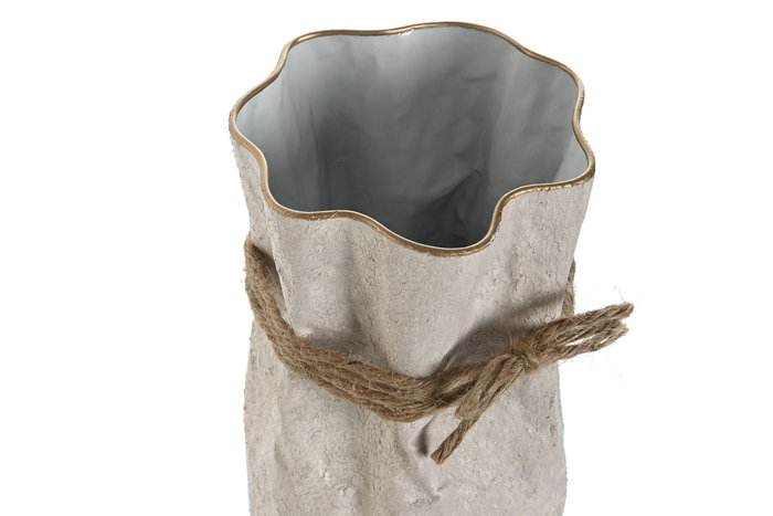 DKD Home Decor Set de 3 Jarrones de Metal y Cuerda Beige