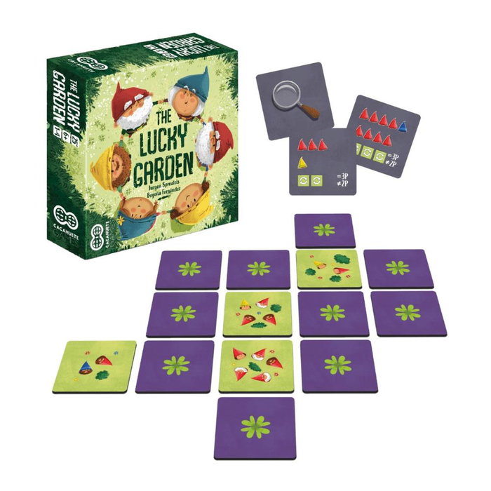 The Lucky Garden - Juego de Mesa de Memoria y Búsqueda de Gnomos para Niños a partir de 6 años - 1 a 4 Jugadores - Partidas de 25 Minutos - Tranjis Games
