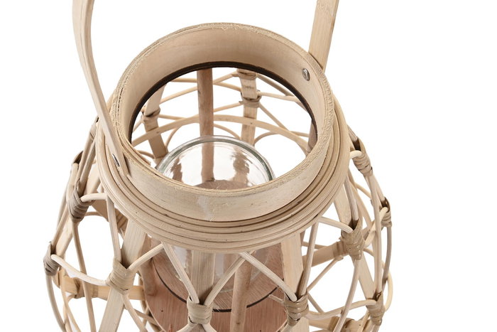 DKD Home Decor Portavelas Tropical Yute y Cristal Natural 28 x 31.5 x 28 cm (4 Unidades)