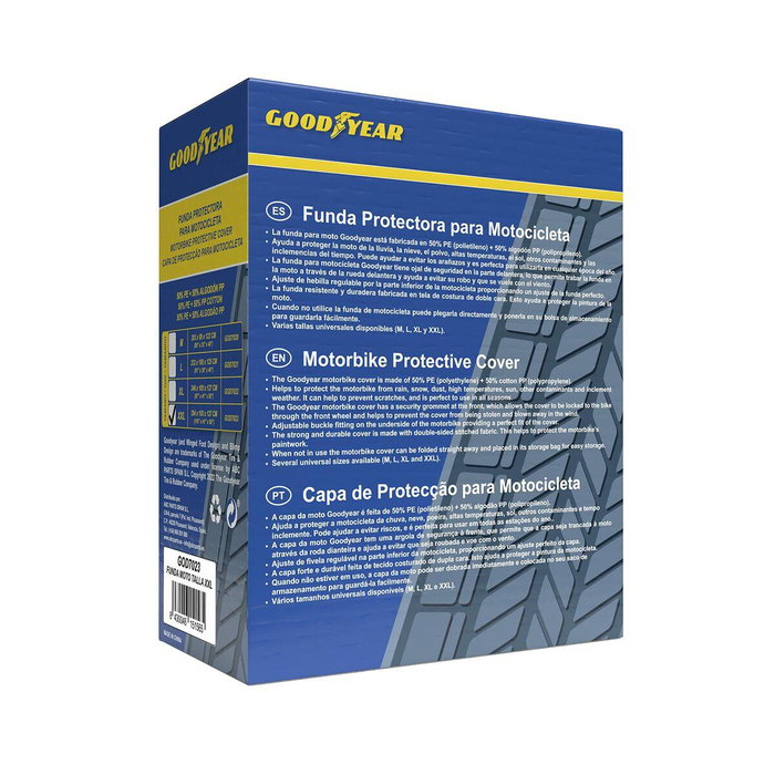 Goodyear Funda para Motocicleta Impermeable Protectora con Hebilla de Seguridad, Talla XXL (294x105x127 cm) GOD7023 Goodyear Funda para Motocicleta Impermeable Protectora con Hebilla de Seguridad, Talla XXL (294x105x127 cm) GOD7023