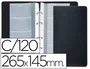 Liderpapel Tarjetero 4 Anillas 15 Fundas 4 Departamentos Negro Capacidad 120 Tarjetas 145x265 mm