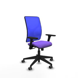 PIQUERAS Y CRESPO Silla de oficina Motilla con mecanismo Sincro, Tela Lila y Malla Azul