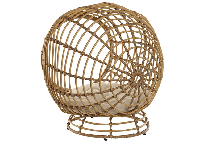 DKD Home Decor Cama para Mascota Ratán Sintético y Poliéster Natural y Blanco 58x58x60 cm