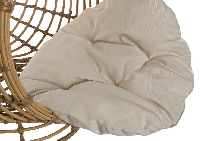 DKD Home Decor Cama para Mascota Ratán Sintético y Poliéster Natural y Blanco 58x58x60 cm
