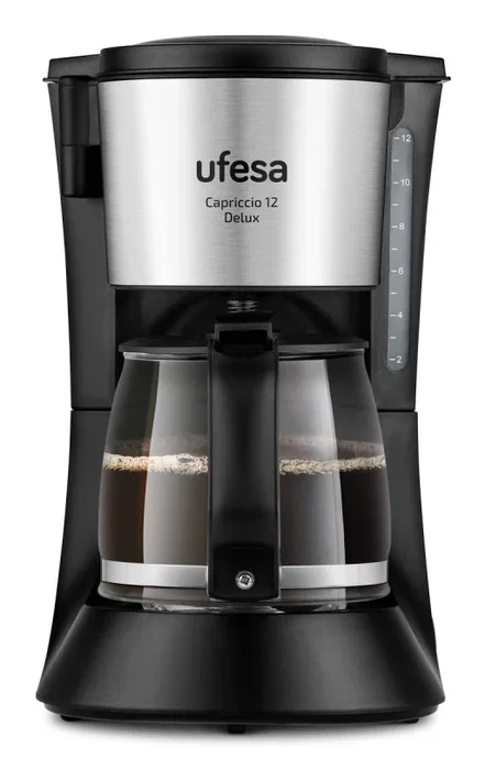 Ufesa CG7115 Capriccio Cafetera de filtro manual 0.6 L 6 tazas 680W jarra de cristal filtro permanente color Negro y Acero Inoxidable