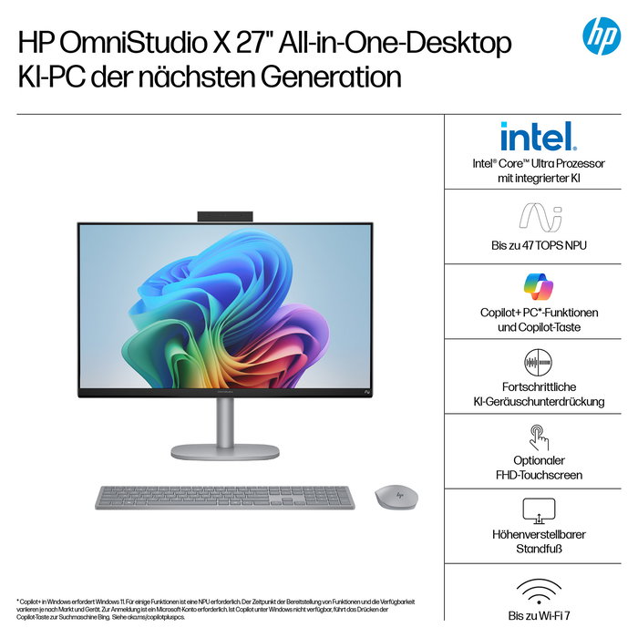 HP OmniStudio X 27-cs1077ng AIO Ordenador de Sobremesa All-in-One, 27", Intel Core i7, 16 GB RAM, 1 TB SSD, Windows 11 Home, Pantalla Táctil