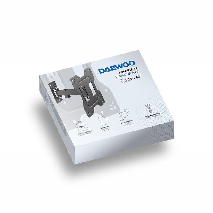 Daewoo Soporte de TV para Pantallas de 23 a 43 Pulgadas - Soporte de Perfil de 56-204 mm con Inclinación y Brazo 90 Grados, Capacidad 30 kg