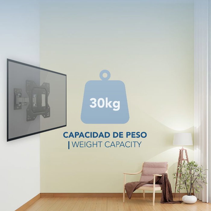 Daewoo Soporte de TV para Pantallas de 23 a 43 Pulgadas - Soporte de Perfil de 56-204 mm con Inclinación y Brazo 90 Grados, Capacidad 30 kg