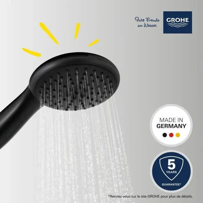 Grohe Rociador de ducha Vitalio Start 110 279462431 - 2 chorros Lluvia/Estimulante - Ahorro de agua - Antical - Negro Mate Grohe Rociador de ducha Vitalio Start 110 279462431 - 2 chorros Lluvia/Estimulante - Ahorro de agua - Antical - Negro Mate