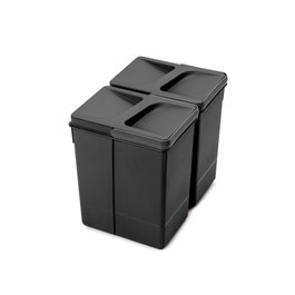 Emuca Kit de contenedores de reciclaje Recycle, 2x7 litros, Negro