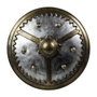 Escudo Redondo Vikingo Réplica Decorativa de 59 cm con Acabado Metálico Envejecido para Disfraz y Decoración