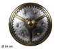 Escudo Redondo Vikingo Réplica Decorativa de 59 cm con Acabado Metálico Envejecido para Disfraz y Decoración