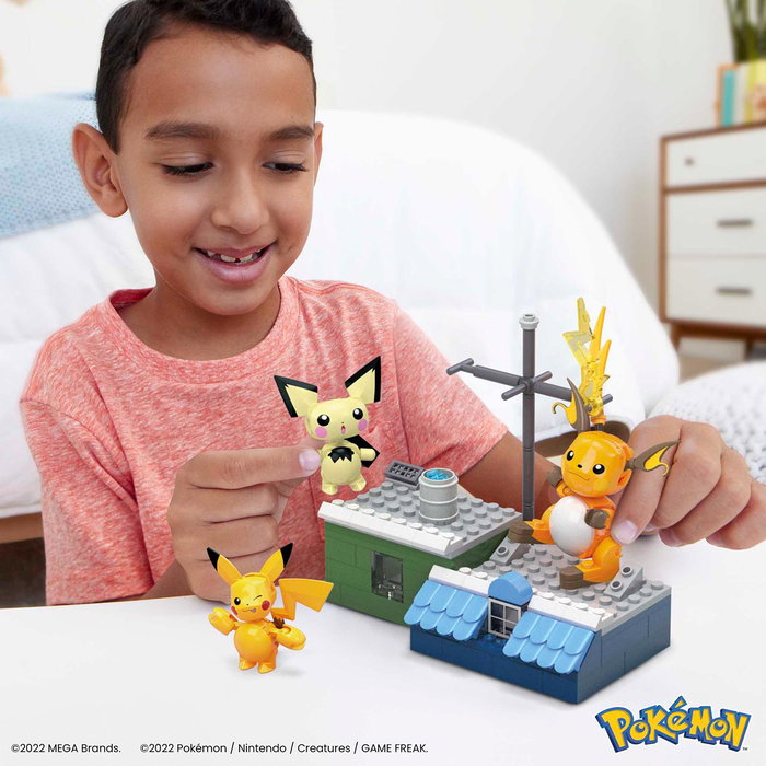 Mega Bloks Pokemon Evoluciones Pikachu HKT23 Conjunto de Construcción con Pichu y Raichu