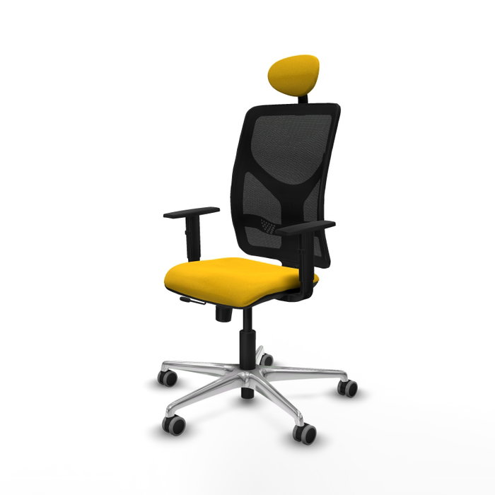 PIQUERAS Y CRESPO Silla de oficina Motilla con mecanismo Sincro/Traslack, Amarillo y Negro