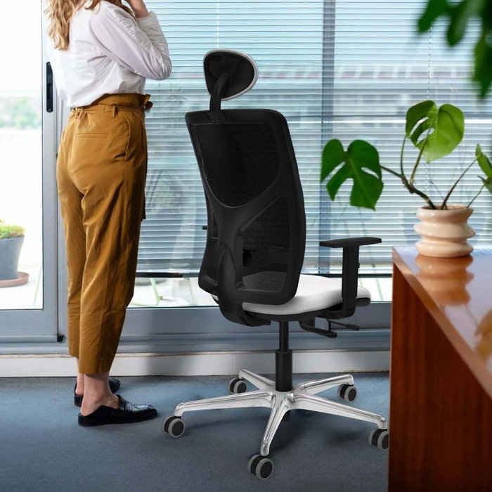 PIQUERAS Y CRESPO Silla de oficina Motilla con mecanismo Sincro/Traslack, Amarillo y Negro