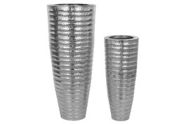 DKD Home Decor Set de 2 Maceteros de Metal Plateado 51x51x122 cm