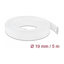DeLOCK 20695 Funda trenzada extensible 5 m x 19 mm Blanco