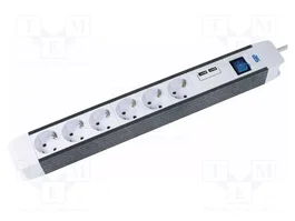 AS SCHWABE Prolongador de alimentación FLASH 8 tomas con USB C, blanco