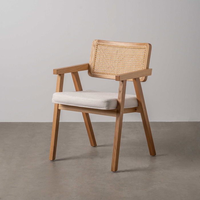 Silla Brazos Natural Madera / Fibra 56 X 55 X 81 cm (Set de 2) Silla Brazos Natural Madera / Fibra 56 X 55 X 81 cm (Set de 2)