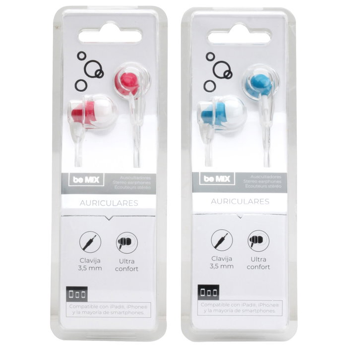Be Mix Auriculares Clásicos Enceinte para iPad, iPhone y Smartphones con Cable 3.5mm