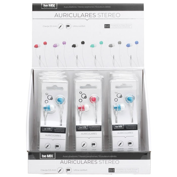 Be Mix Auriculares Clásicos Enceinte para iPad, iPhone y Smartphones con Cable 3.5mm