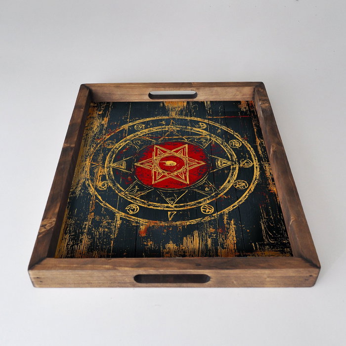 Aberto Design REF038 Bandeja de Madera Maciza, Impresión UV sobre MDF, 48x38x4 cm