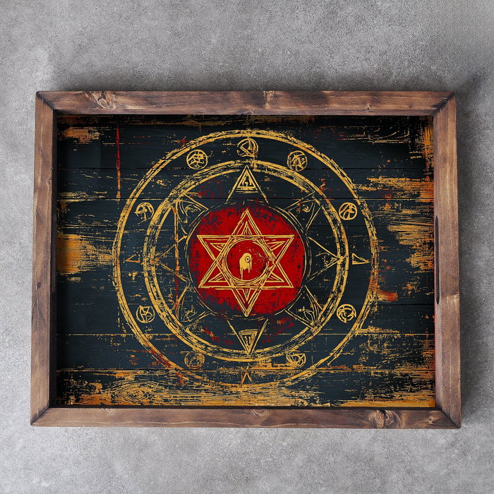 Aberto Design REF038 Bandeja de Madera Maciza, Impresión UV sobre MDF, 48x38x4 cm