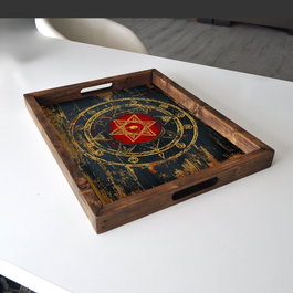 Aberto Design REF038 Bandeja de Madera Maciza, Impresión UV sobre MDF, 48x38x4 cm