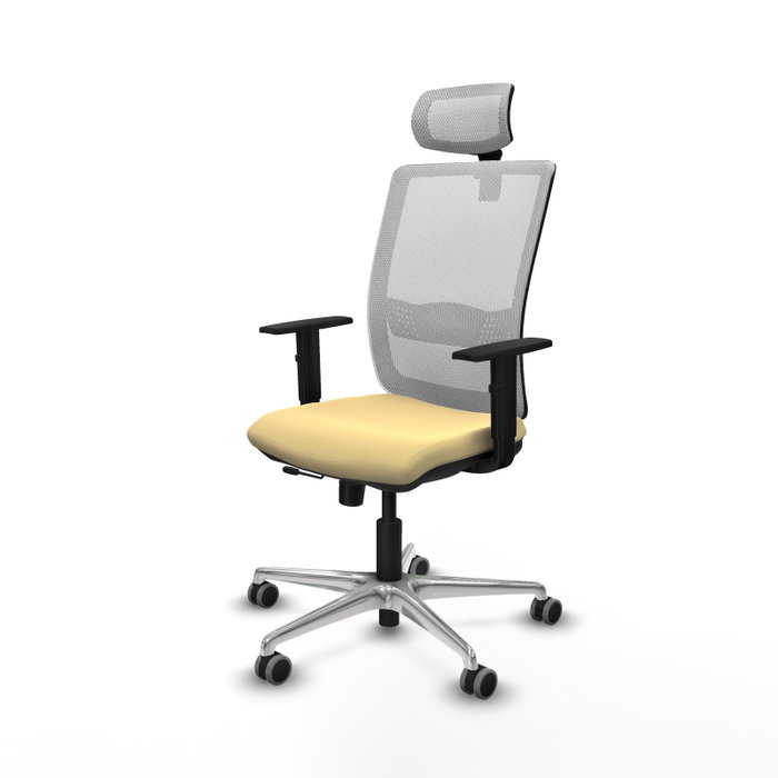 PIQUERAS Y CRESPO Silla de oficina Haches con mecanismo Sincro/Traslack, Crema y Blanco