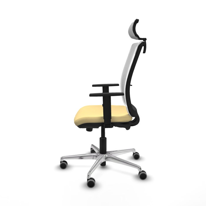 PIQUERAS Y CRESPO Silla de oficina Haches con mecanismo Sincro/Traslack, Crema y Blanco