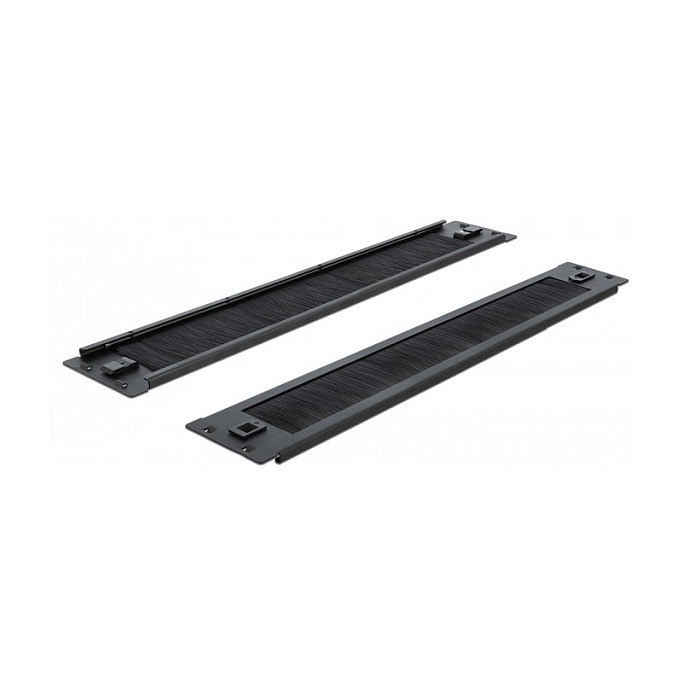 DeLOCK Panel pasacables con cepillo 2U 19 pulgadas negro DeLOCK Panel pasacables con cepillo 2U 19 pulgadas negro