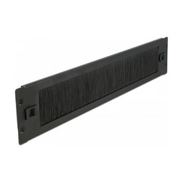 DeLOCK Panel pasacables con cepillo 2U 19 pulgadas negro