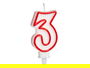 Arte Regal Vela Cumpleaños Número 3 Blanca Borde Rojo 4.2x8.2x1 cm (Set de 72)