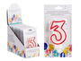 Arte Regal Vela Cumpleaños Número 3 Blanca Borde Rojo 4.2x8.2x1 cm (Set de 72)
