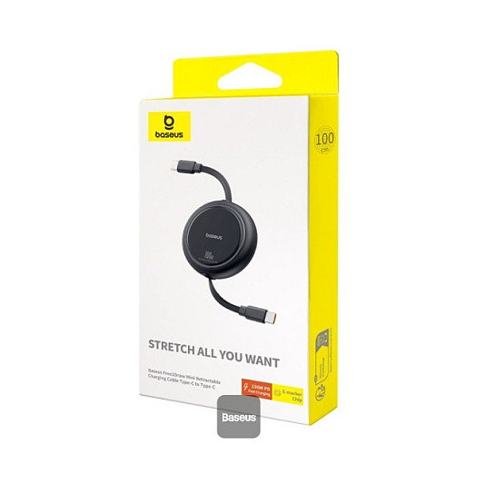 Baseus Free2Pull Mini Cable de Carga USB-C a USB-C 60W 1m Negro