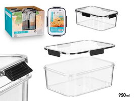 Leknes Fiambrera Rectangular Hermética Negra 950 ml 20 x 14 x 7.8 cm (Set de 24)