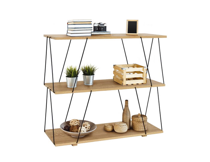 Inde Estantería 3 Niveles Metal-Madera Black 80x30x71.2 cm (2 Unidades)