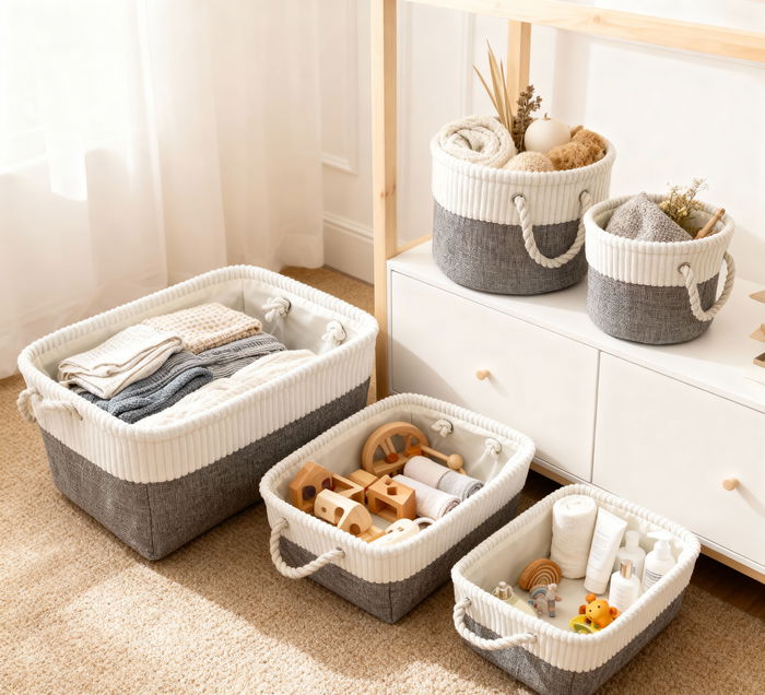 Inde Cesta de Almacenaje Rectangular 43.7 x 34.8 x 6.5 cm - Confortime (12 Unidades)