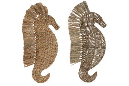 DKD Home Decor Decoración Pared Mediterráneo Natural Seagrass Jacinto de Agua 58 x 28 x 5 cm (2 Unidades)