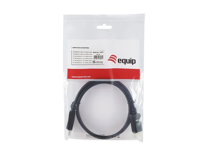 Equip 119271 Cable DisplayPort 2.1 Macho a Macho 1 m Negro - 16K 60Hz, 40 Gbps, Compatible HDR, HDCP 2.3 y DSC