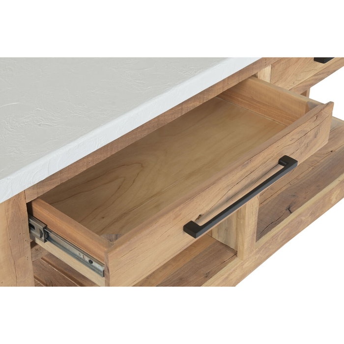 DKD Home Decor Consola de Madera de Mango Reciclada con Ruedas Formentera Meub