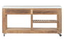 DKD Home Decor Consola Blanco Marron 150 x 40 x 80 cm con Ruedas y 2 Cajones