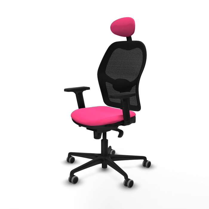 PIQUERAS Y CRESPO Silla de oficina Jorquera Rosa y Negro con mecanismo Sincro