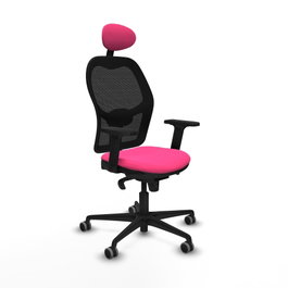 PIQUERAS Y CRESPO Silla de oficina Jorquera Rosa y Negro con mecanismo Sincro