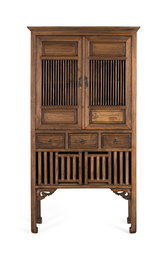 GINER Y COLOMER Armario de Madera Maciza de Teca en Color Nogal, 176 cm Alto, 4 Puertas y 3 Cajones para Dormitorio o Salón