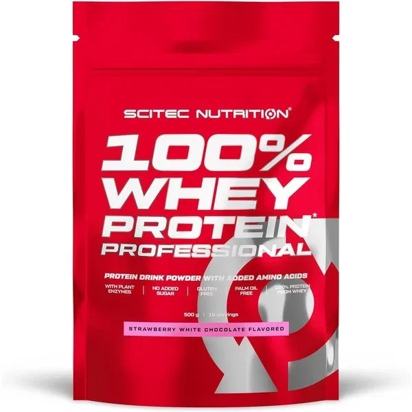 Scitec Nutrition 100% Whey Protein Professional - Proteína de Suero en Polvo 500g, Sabor Fresa-Chocolate Blanco, Sin Gluten, para Aumentar Masa Muscular Scitec Nutrition 100% Whey Protein Professional - Proteína de Suero en Polvo 500g, Sabor Fresa-Chocolate Blanco, Sin Gluten, para Aumentar Masa Muscular