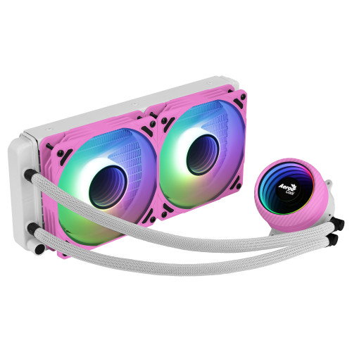 Aerocool NMIRAGEL240PK, Refrigeración Líquida CPU, 2 Ventiladores 12cm ARGB, TDP 400W, Rosa