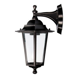 Edm Aplique exterior Zurich aluminio y cristal E27 60W negro, luz hacia abajo
